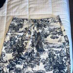 Elegant Blue and White Printed Skirt